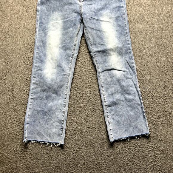 Dazy-Less Women’s Straight Leg Jeans M Light Wash Raw Hem Stretch Denim Pants - Picture 10 of 16